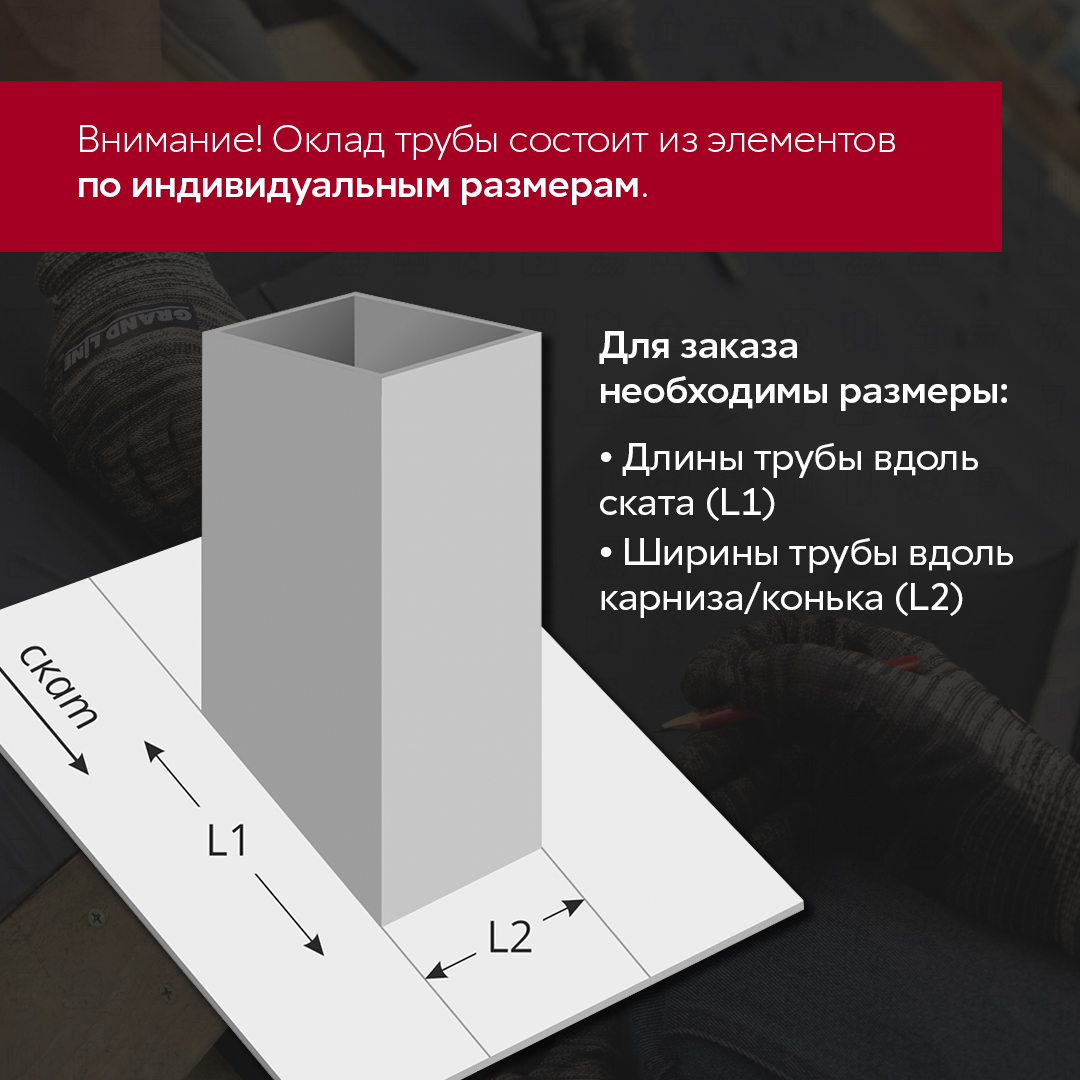 Оклад трубы Длина вдоль ската 509 х Ширина вдоль карниза 390 0,45 Drap TX  RAL 7024 мокрый асфальт - купить по низкой цене в официальном  интернет-магазине Grand Line в Москве